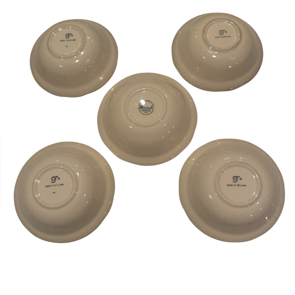 Franciscan Desert Rose Floral 6” Sauce Berry Dessert Bowls x5 Floral Earthenware - Picture 4 of 8